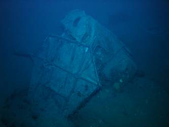 Bridge deck head resting against Director Control Tower on seabed